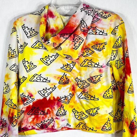 On Fire Large Hoodie Pizza Pizzazz Tie Dye All Over Print Yellow Red 1015 - Picture 7 of 12